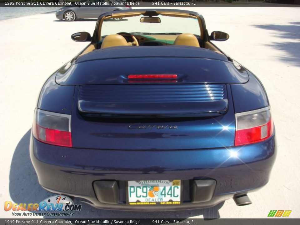 1999 Porsche 911 Carrera Cabriolet Ocean Blue Metallic / Savanna Beige Photo #6