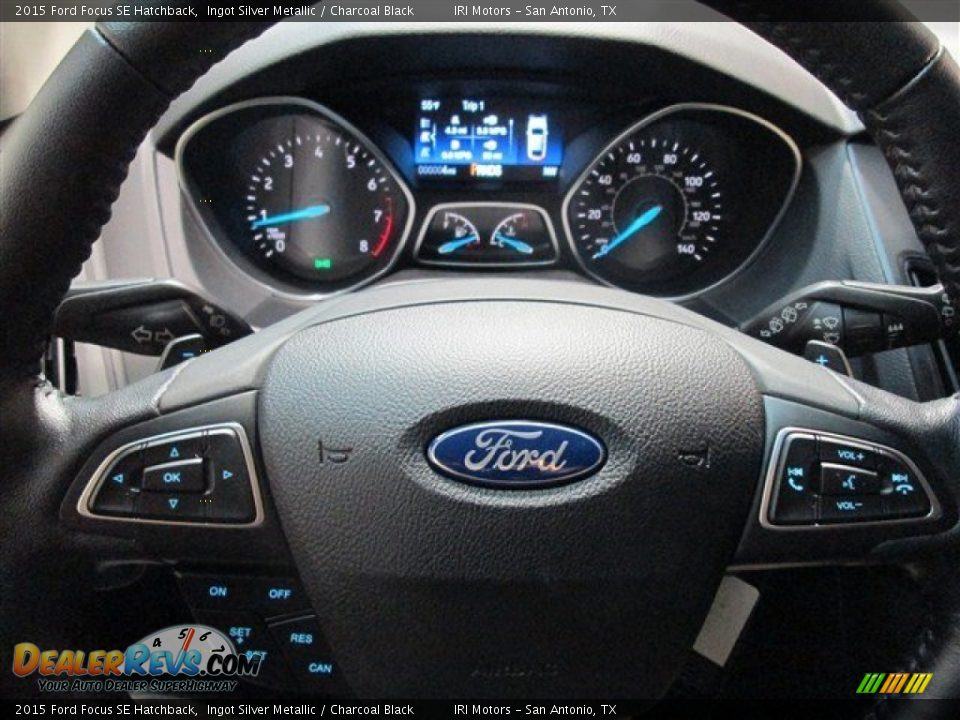 2015 Ford Focus SE Hatchback Ingot Silver Metallic / Charcoal Black Photo #16