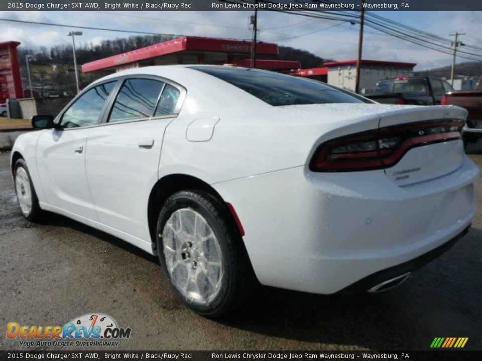 2015 Dodge Charger SXT AWD Bright White / Black/Ruby Red Photo #3
