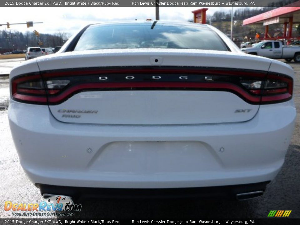 2015 Dodge Charger SXT AWD Bright White / Black/Ruby Red Photo #4