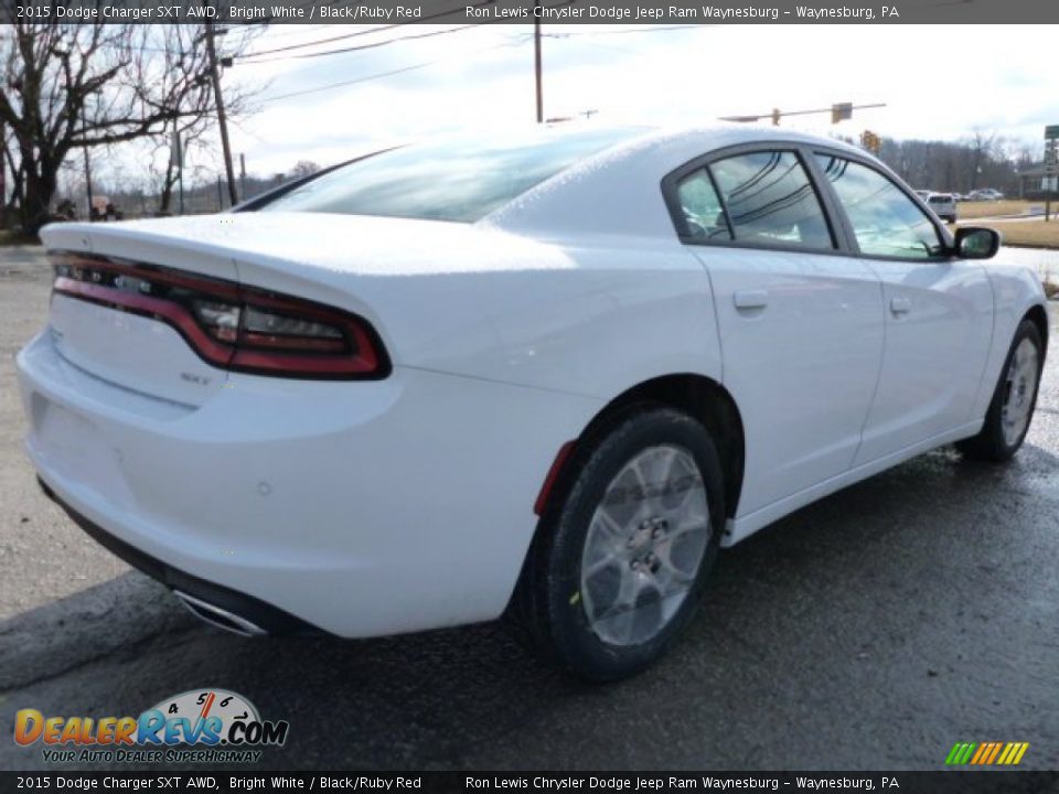 2015 Dodge Charger SXT AWD Bright White / Black/Ruby Red Photo #5
