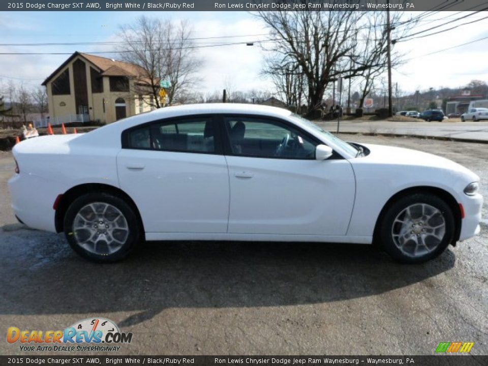 2015 Dodge Charger SXT AWD Bright White / Black/Ruby Red Photo #6