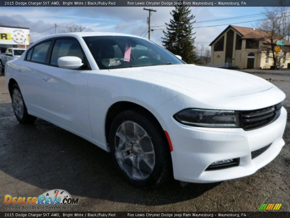 2015 Dodge Charger SXT AWD Bright White / Black/Ruby Red Photo #7