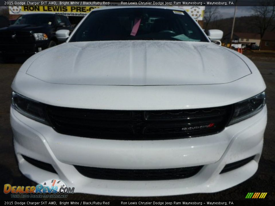 2015 Dodge Charger SXT AWD Bright White / Black/Ruby Red Photo #8