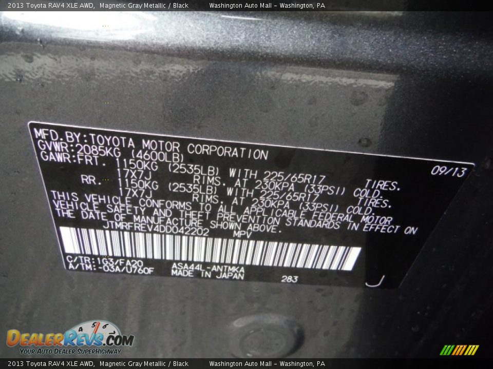 2013 Toyota RAV4 XLE AWD Magnetic Gray Metallic / Black Photo #19