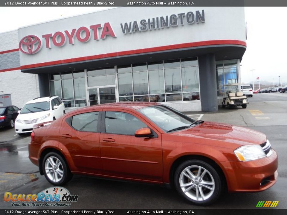 2012 Dodge Avenger SXT Plus Copperhead Pearl / Black/Red Photo #2