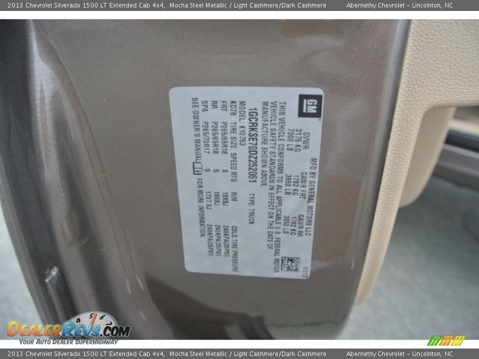 2013 Chevrolet Silverado 1500 LT Extended Cab 4x4 Mocha Steel Metallic / Light Cashmere/Dark Cashmere Photo #7