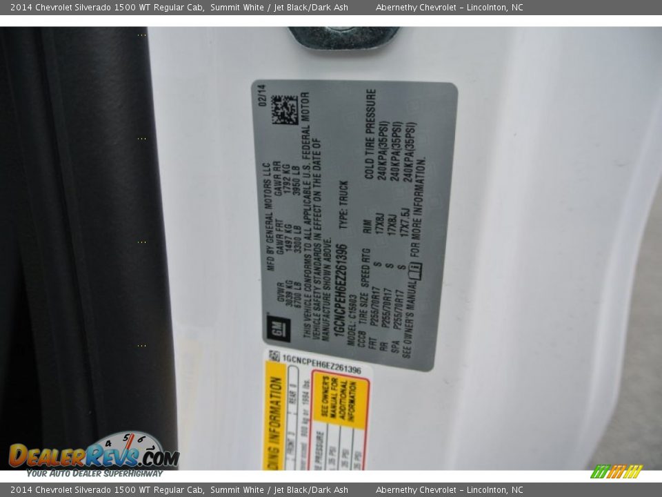 2014 Chevrolet Silverado 1500 WT Regular Cab Summit White / Jet Black/Dark Ash Photo #20