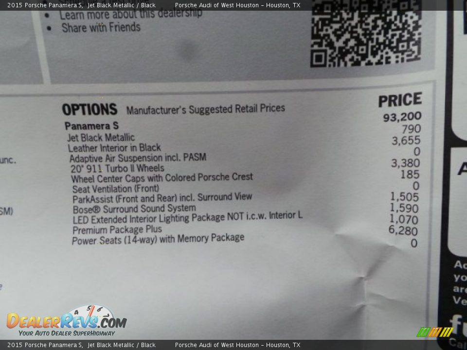 2015 Porsche Panamera S Window Sticker Photo #34