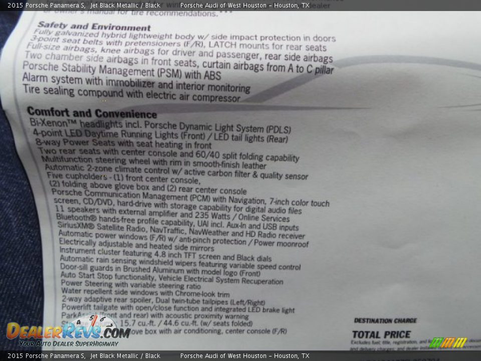 2015 Porsche Panamera S Window Sticker Photo #36