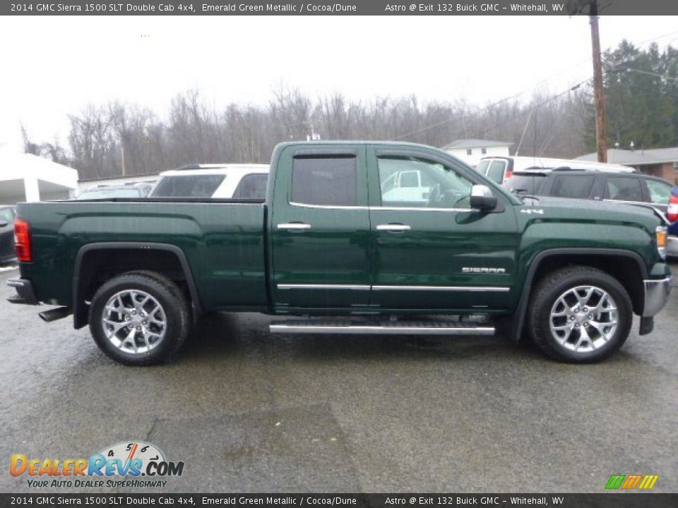 2014 GMC Sierra 1500 SLT Double Cab 4x4 Emerald Green Metallic / Cocoa/Dune Photo #9