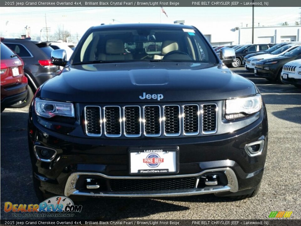 2015 Jeep Grand Cherokee Overland 4x4 Brilliant Black Crystal Pearl / Brown/Light Frost Beige Photo #2