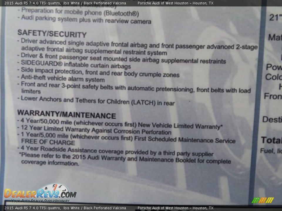 2015 Audi RS 7 4.0 TFSI quattro Ibis White / Black Perforated Valcona Photo #35