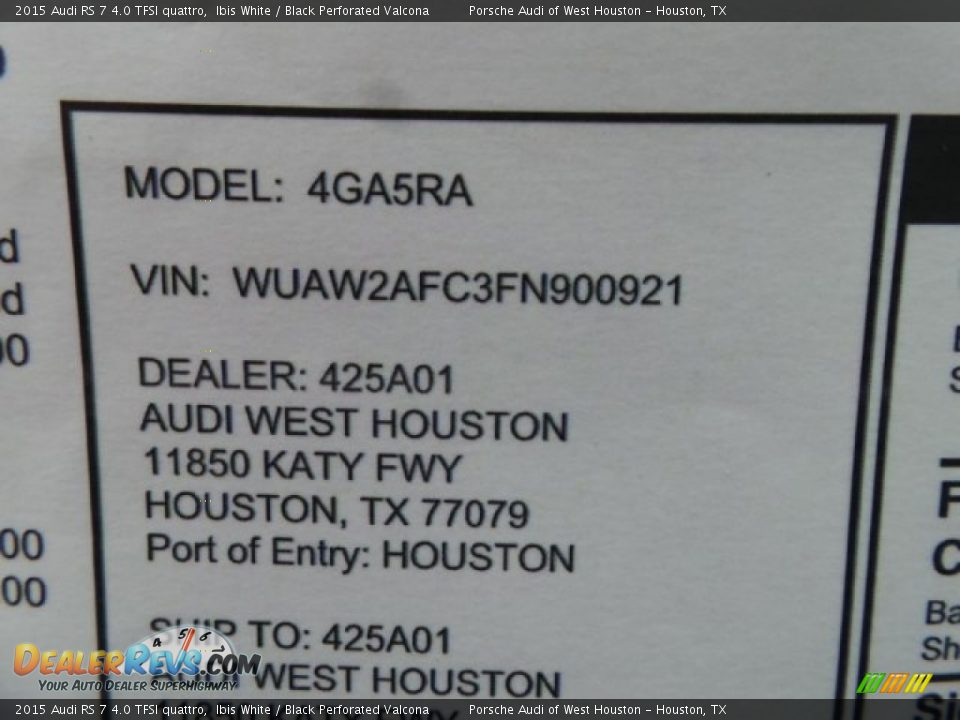 2015 Audi RS 7 4.0 TFSI quattro Ibis White / Black Perforated Valcona Photo #36