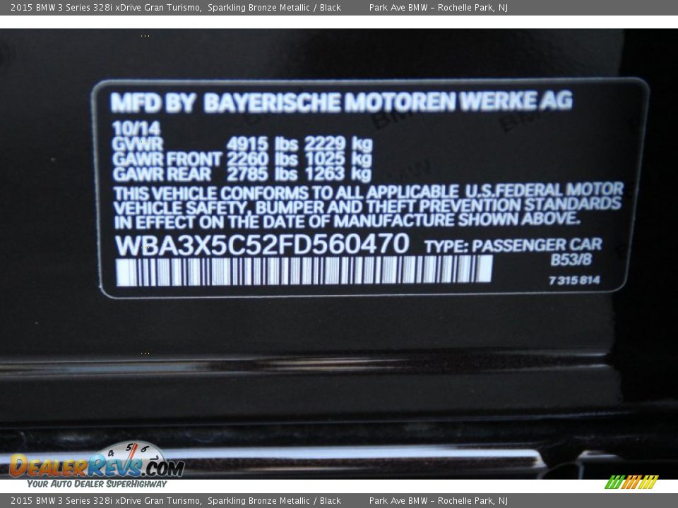 2015 BMW 3 Series 328i xDrive Gran Turismo Sparkling Bronze Metallic / Black Photo #34