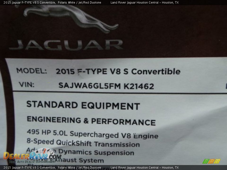 2015 Jaguar F-TYPE V8 S Convertible Window Sticker Photo #28
