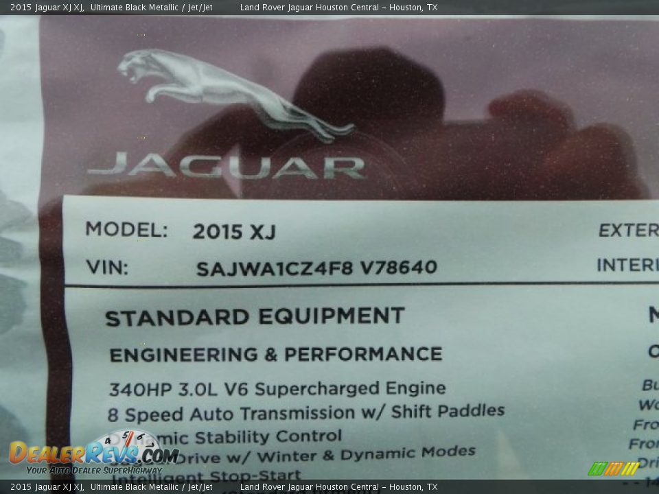 2015 Jaguar XJ XJ Ultimate Black Metallic / Jet/Jet Photo #34