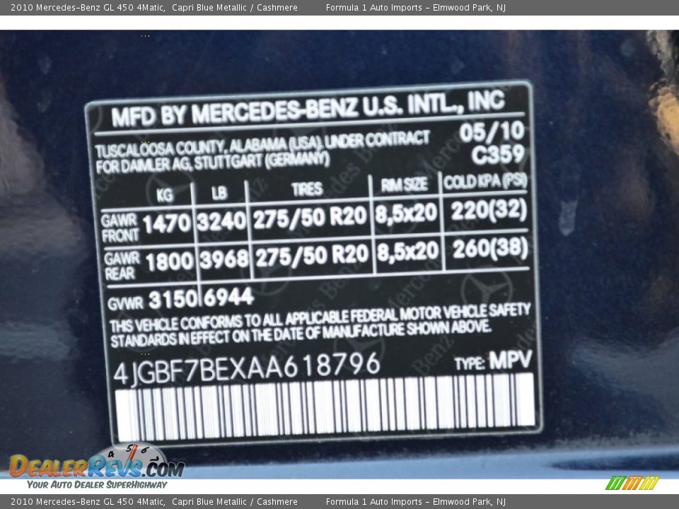 2010 Mercedes-Benz GL 450 4Matic Capri Blue Metallic / Cashmere Photo #18
