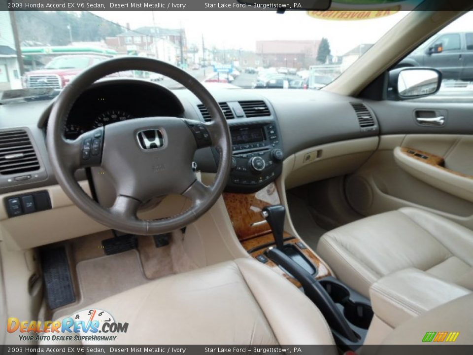 Ivory Interior - 2003 Honda Accord EX V6 Sedan Photo #12