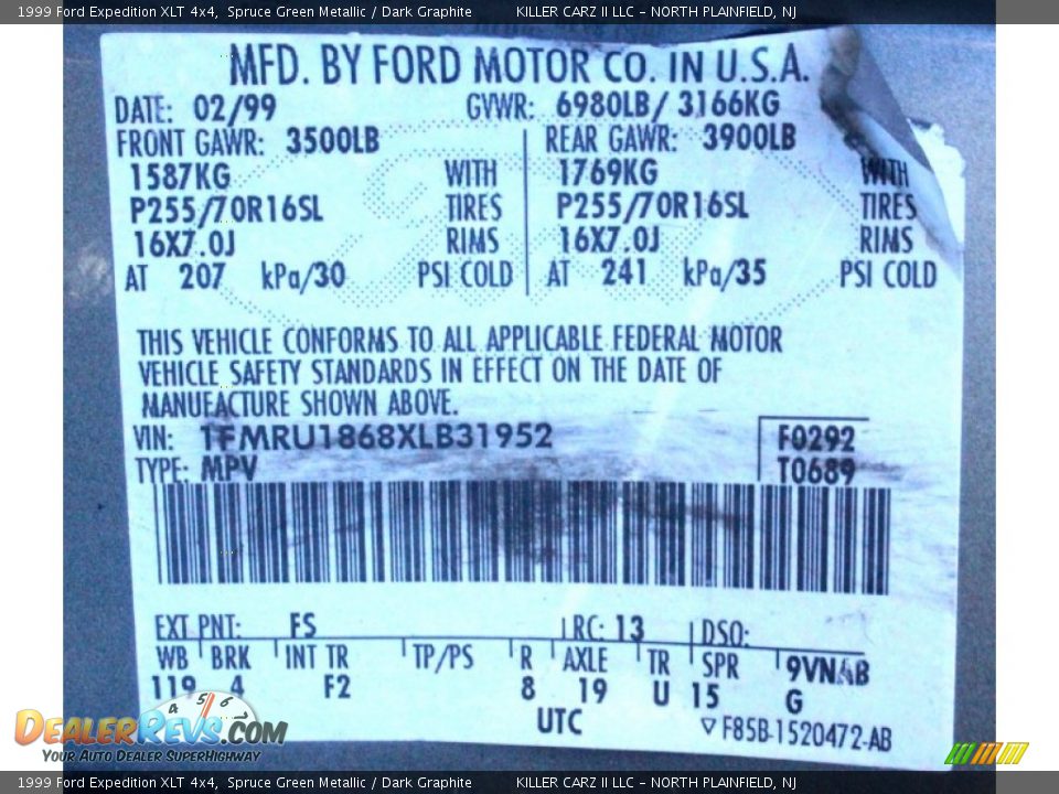 1999 Ford Expedition XLT 4x4 Spruce Green Metallic / Dark Graphite Photo #32