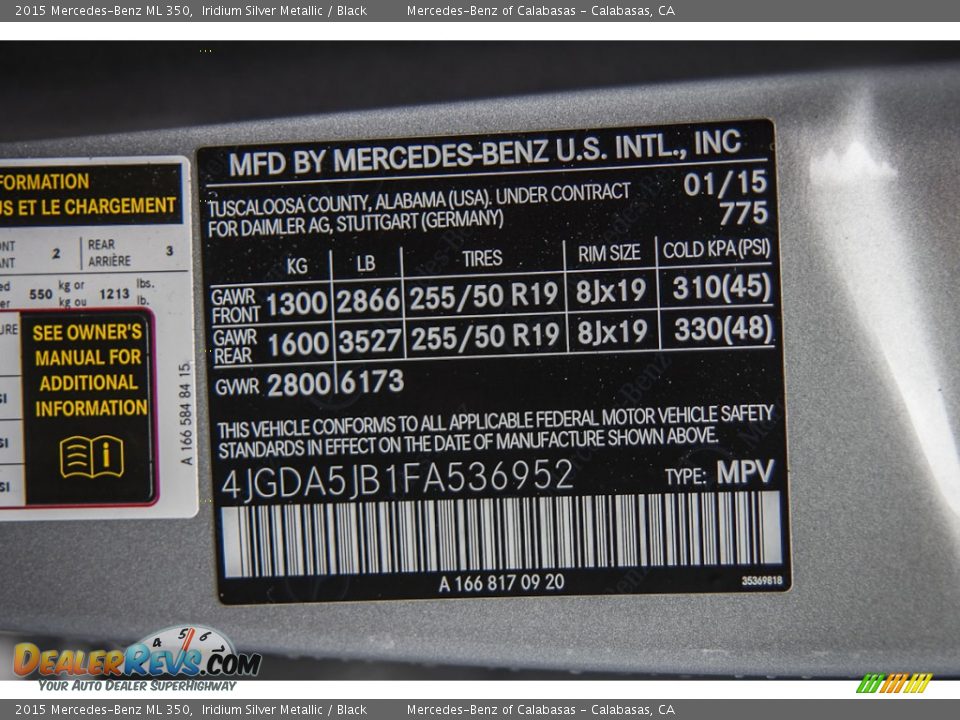 2015 Mercedes-Benz ML 350 Iridium Silver Metallic / Black Photo #7