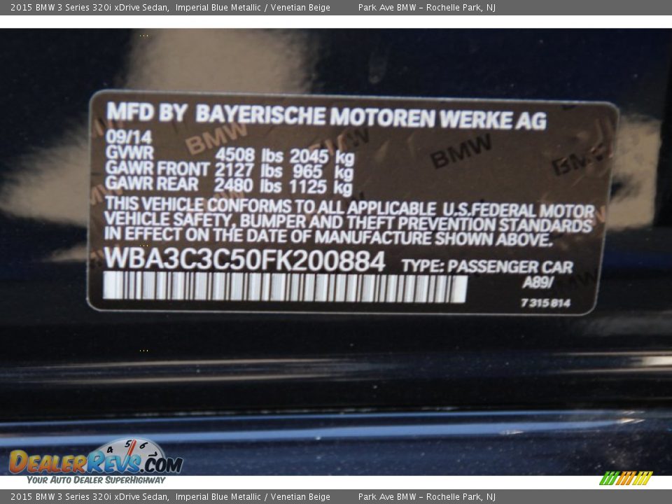 2015 BMW 3 Series 320i xDrive Sedan Imperial Blue Metallic / Venetian Beige Photo #35