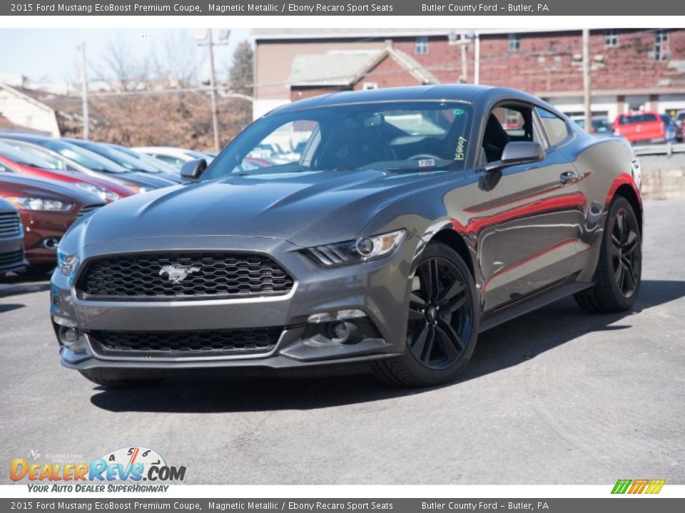 2015 Ford Mustang EcoBoost Premium Coupe Magnetic Metallic / Ebony Recaro Sport Seats Photo #1