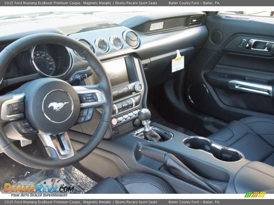 2015 Ford Mustang EcoBoost Premium Coupe Magnetic Metallic / Ebony Recaro Sport Seats Photo #3