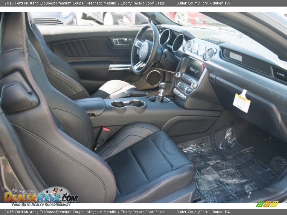 2015 Ford Mustang EcoBoost Premium Coupe Magnetic Metallic / Ebony Recaro Sport Seats Photo #5