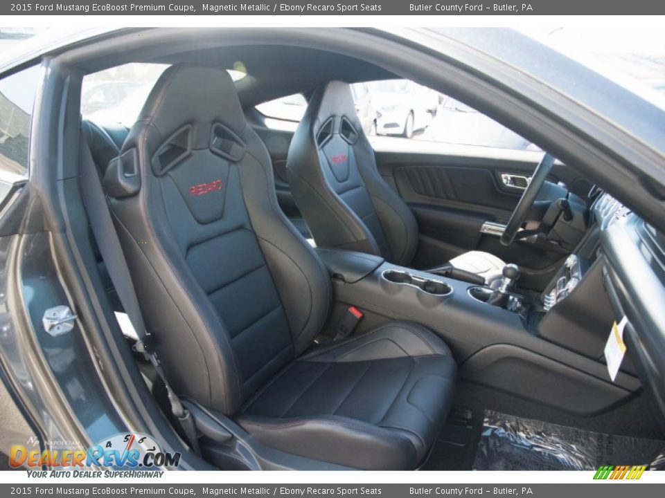 2015 Ford Mustang EcoBoost Premium Coupe Magnetic Metallic / Ebony Recaro Sport Seats Photo #6