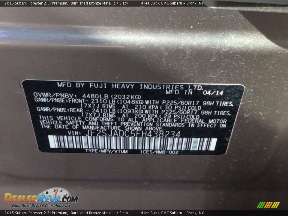 2015 Subaru Forester 2.5i Premium Burnished Bronze Metallic / Black Photo #17