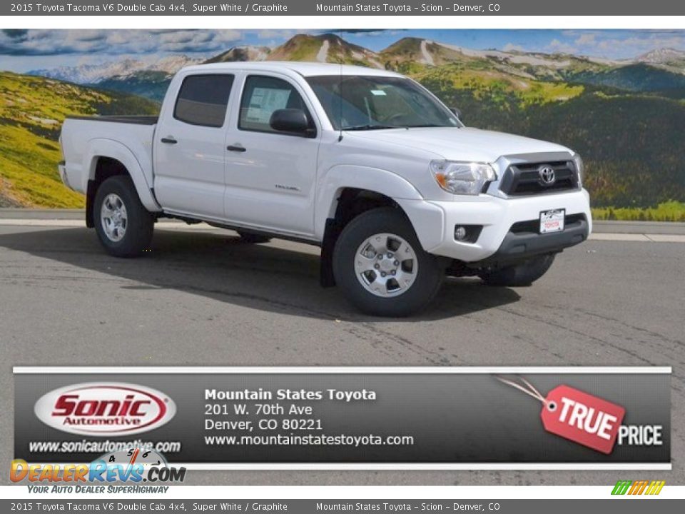 2015 Toyota Tacoma V6 Double Cab 4x4 Super White / Graphite Photo #1