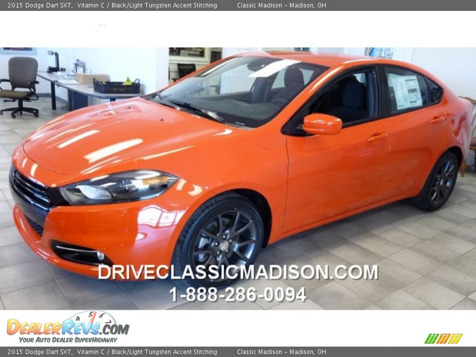 2015 Dodge Dart SXT Vitamin C / Black/Light Tungsten Accent Stitching Photo #1