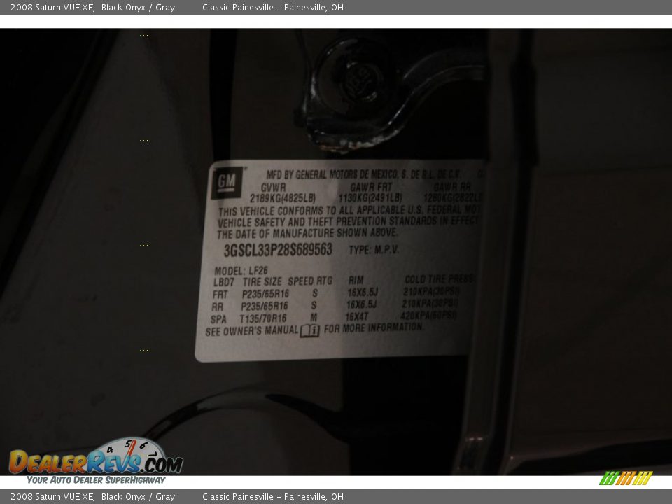 2008 Saturn VUE XE Black Onyx / Gray Photo #16