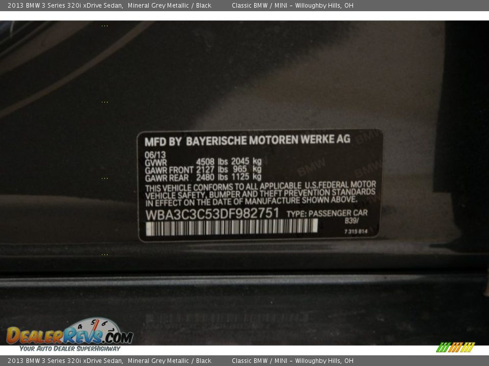 2013 BMW 3 Series 320i xDrive Sedan Mineral Grey Metallic / Black Photo #23