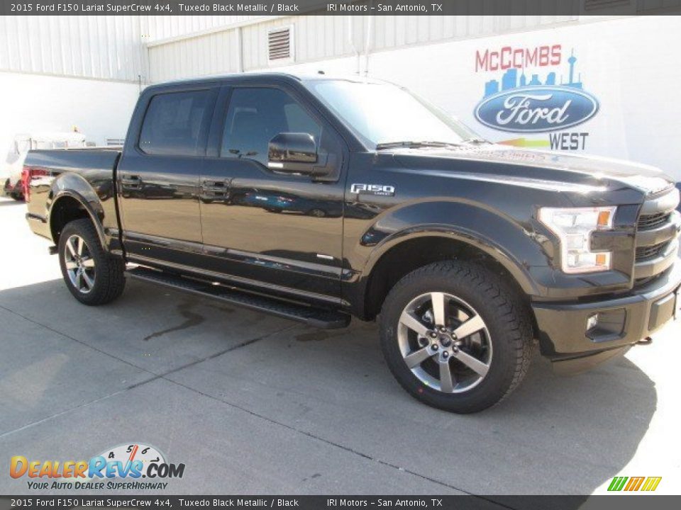2015 Ford F150 Lariat SuperCrew 4x4 Tuxedo Black Metallic / Black Photo #1