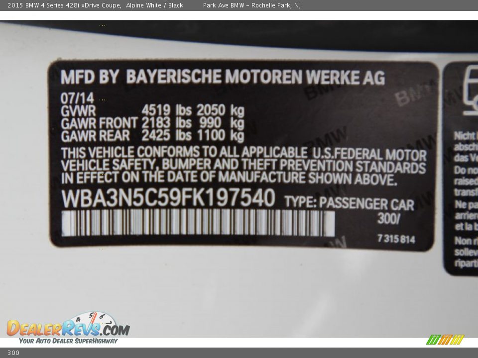 BMW Color Code 300 Alpine White