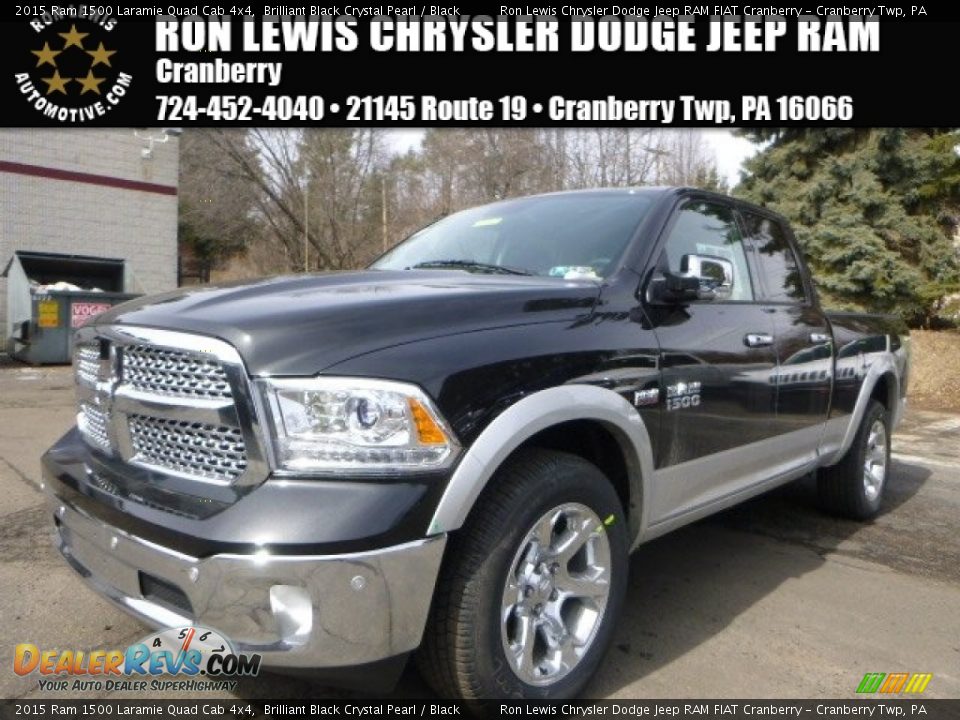 2015 Ram 1500 Laramie Quad Cab 4x4 Brilliant Black Crystal Pearl / Black Photo #1