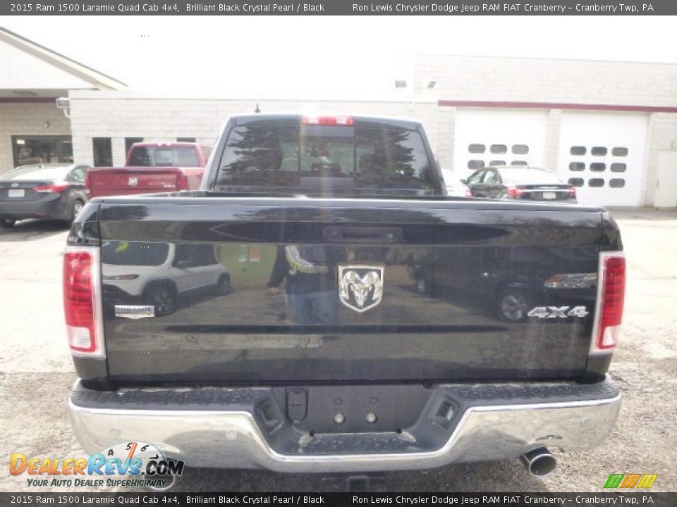 2015 Ram 1500 Laramie Quad Cab 4x4 Brilliant Black Crystal Pearl / Black Photo #5