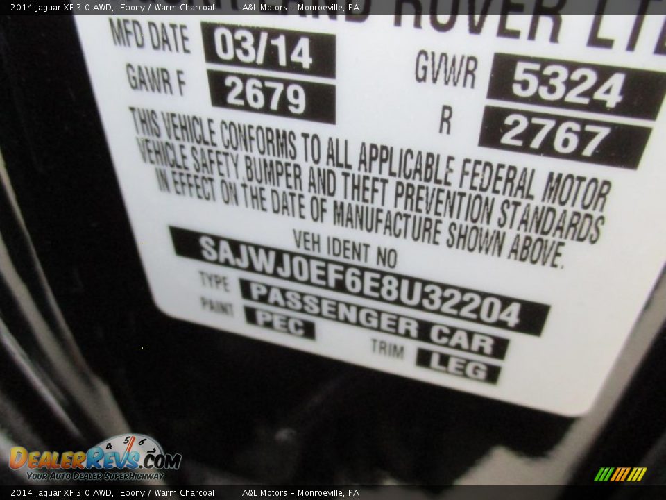 2014 Jaguar XF 3.0 AWD Ebony / Warm Charcoal Photo #19