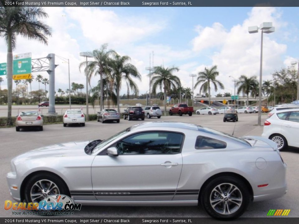 2014 Ford Mustang V6 Premium Coupe Ingot Silver / Charcoal Black Photo #12