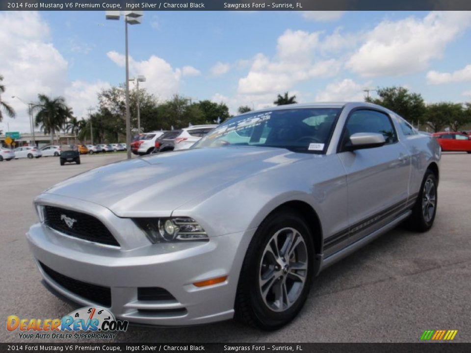 2014 Ford Mustang V6 Premium Coupe Ingot Silver / Charcoal Black Photo #13
