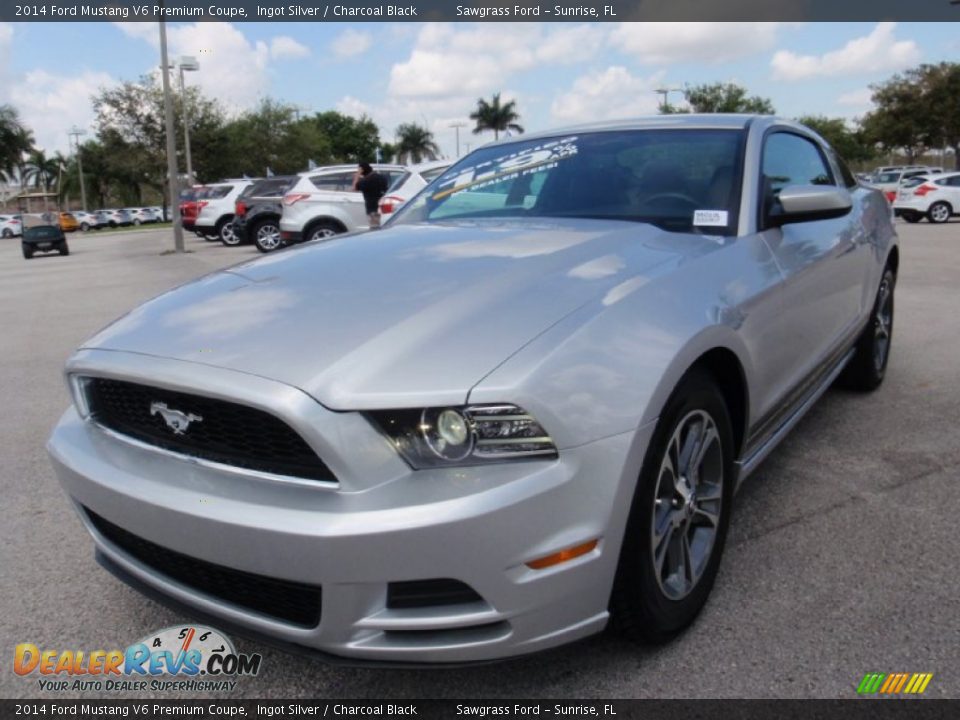 2014 Ford Mustang V6 Premium Coupe Ingot Silver / Charcoal Black Photo #14