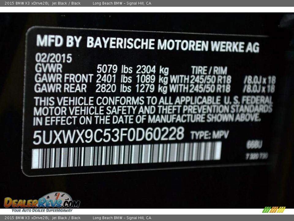 2015 BMW X3 xDrive28i Jet Black / Black Photo #5