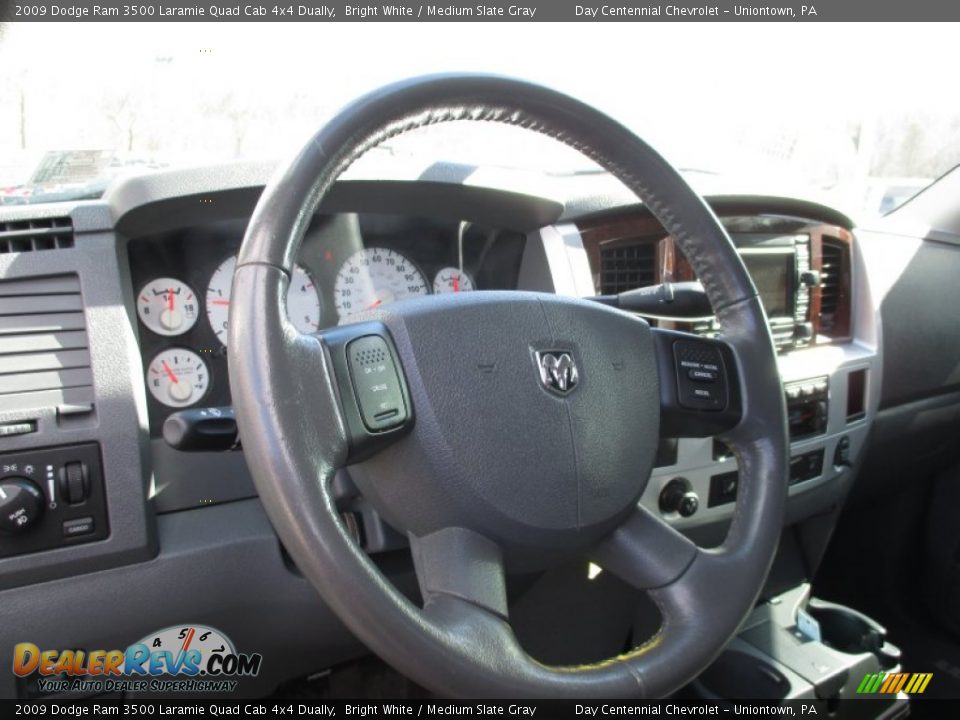 2009 Dodge Ram 3500 Laramie Quad Cab 4x4 Dually Bright White / Medium Slate Gray Photo #25