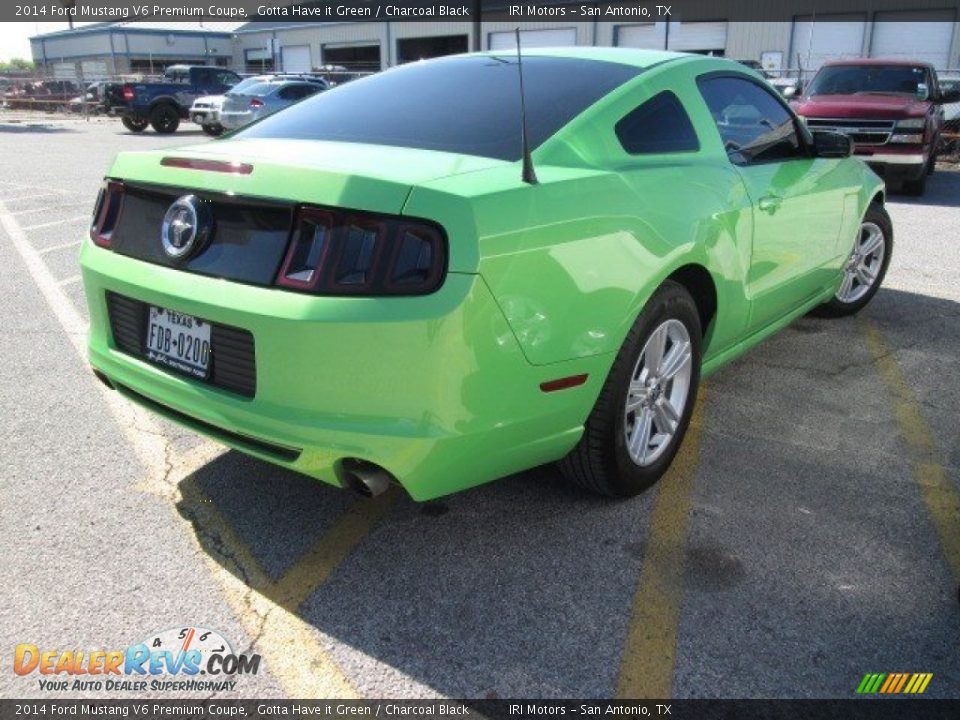 2014 Ford Mustang V6 Premium Coupe Gotta Have it Green / Charcoal Black Photo #5