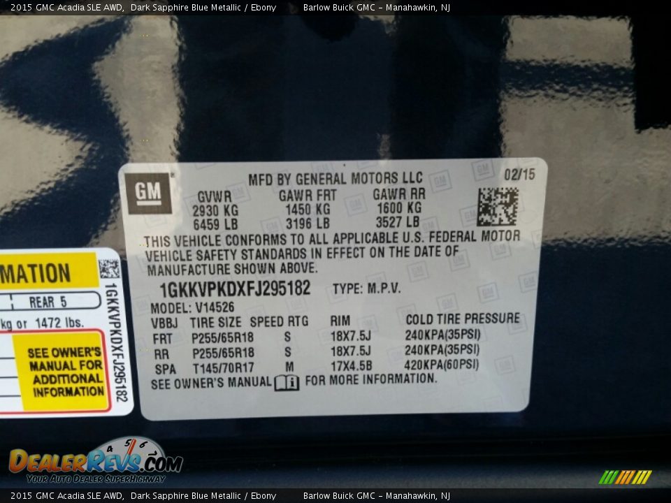 2015 GMC Acadia SLE AWD Dark Sapphire Blue Metallic / Ebony Photo #6