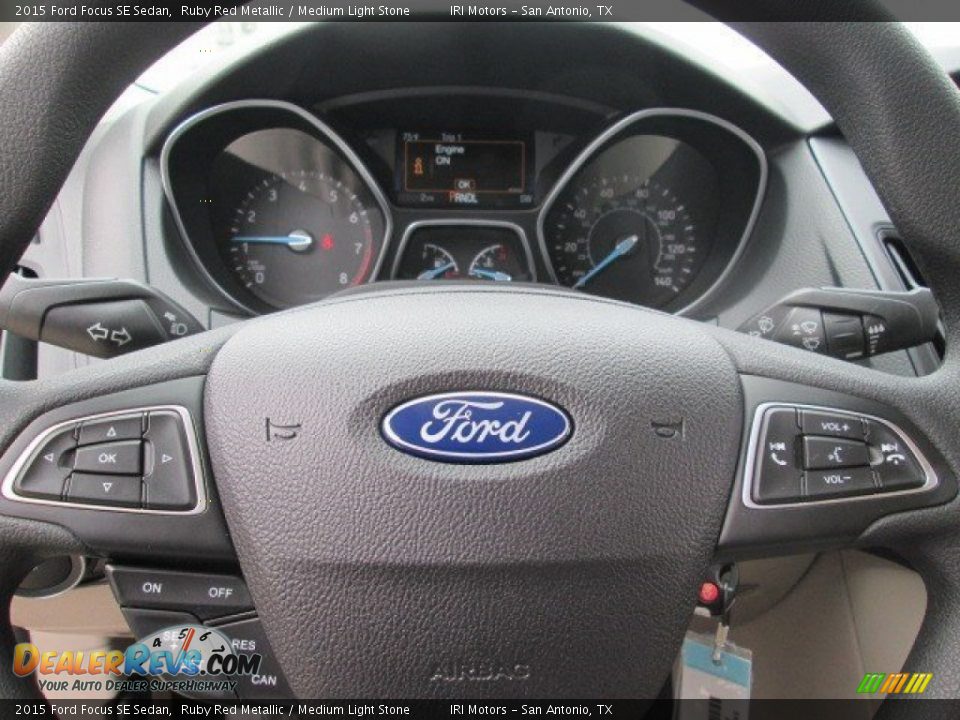 2015 Ford Focus SE Sedan Ruby Red Metallic / Medium Light Stone Photo #17