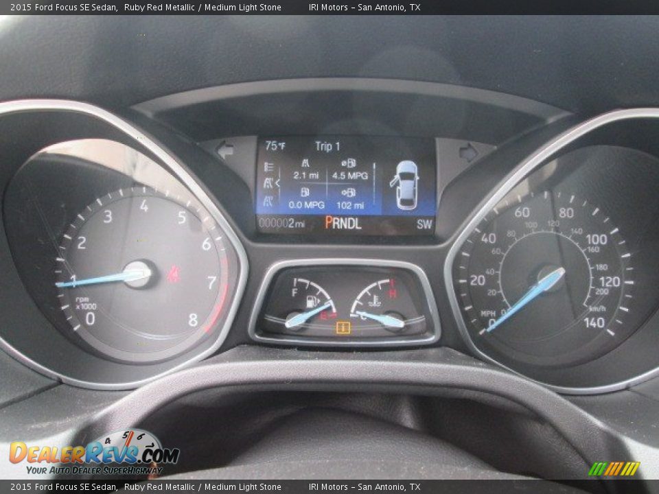 2015 Ford Focus SE Sedan Ruby Red Metallic / Medium Light Stone Photo #19