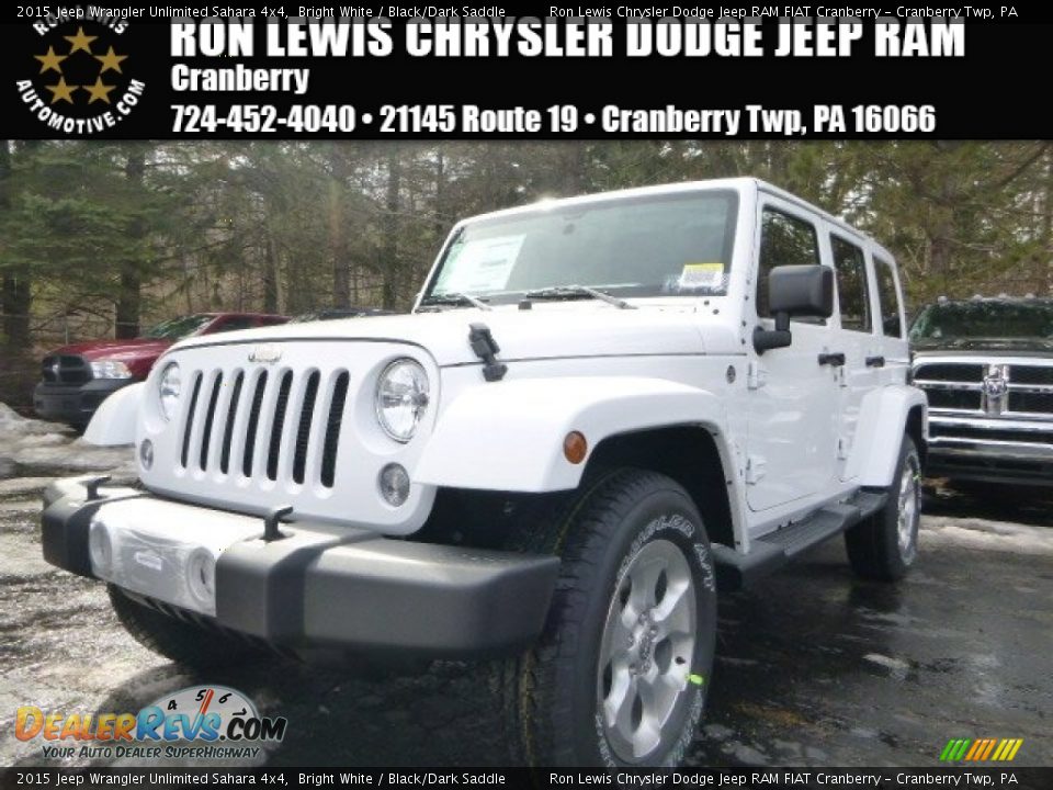 2015 Jeep Wrangler Unlimited Sahara 4x4 Bright White / Black/Dark Saddle Photo #1